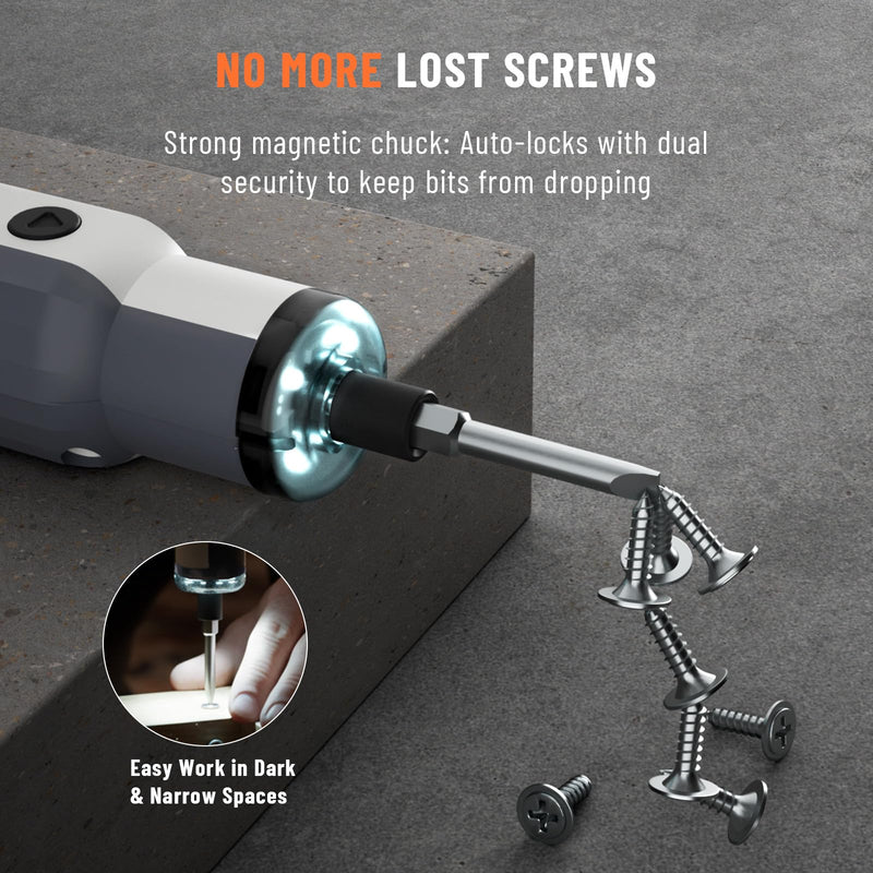 Katerk Gift for Dad, Father's Day Gifts Kit, Cordless Electric Screwdriver, Sleek White Power Tool Driver, Adjustable Torque, Extended Runtime, LED Light & 12 Bits, Home Electronic Repairs