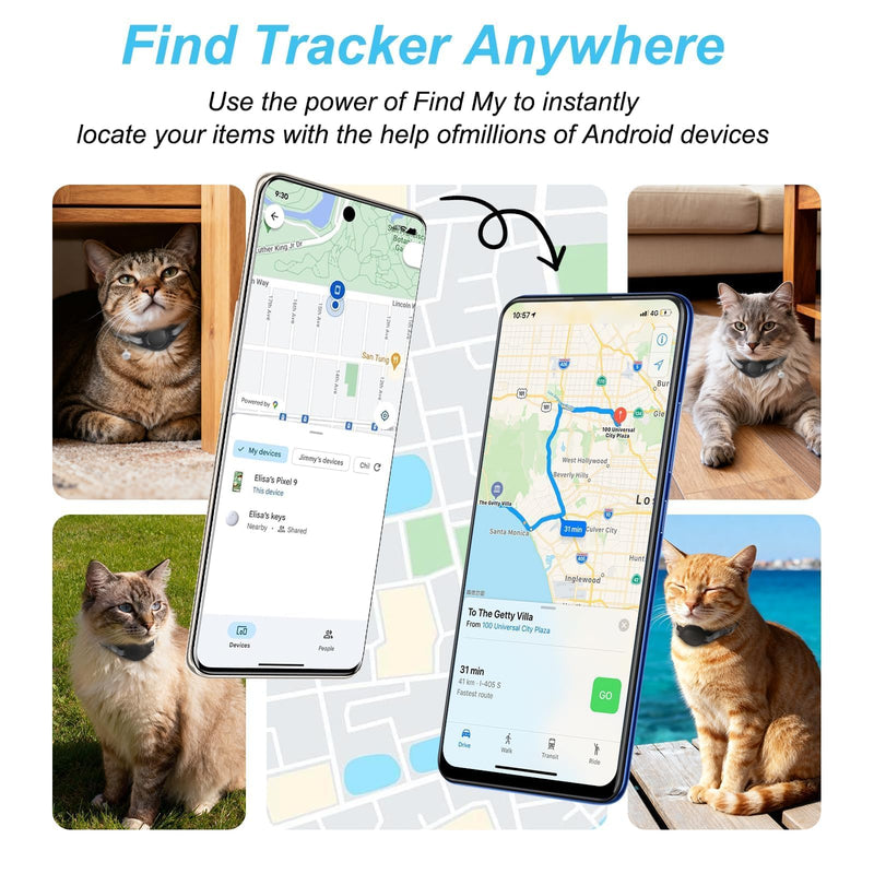 Google Cat GPS Tracker Collar (Android Only) Smart Cat Activity Tracker | Certified Mini Pet Finder Tag, Anti-Lost, No Subscription, Works for Pets, Vehicles & Items – 1 Pack Black