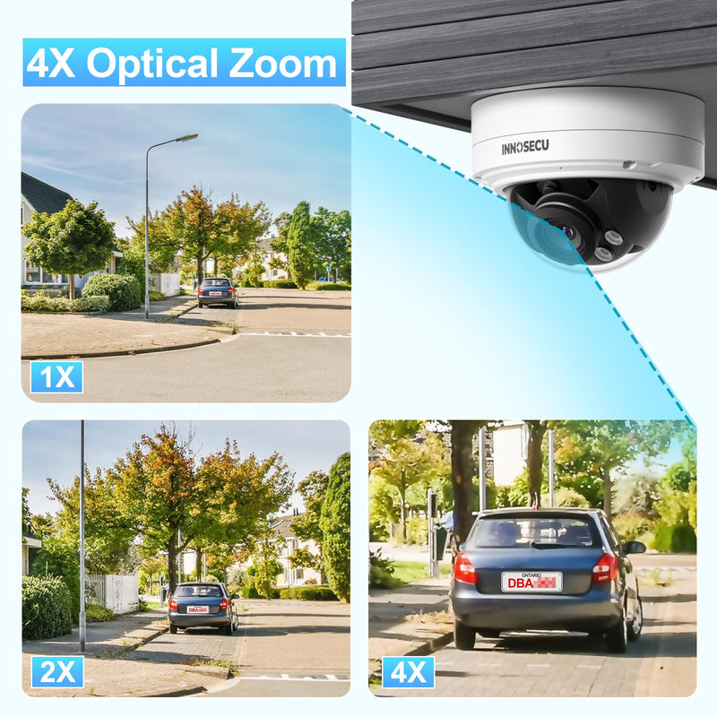 Vandal-Proof Dome PoE Camera 5MP, Outdoor Security Surveillance Camera, Motorized Lens 2.8~12mm, Night Vision Up to 120ft, Built-in Mic, Human/Vehicle Detection, No PT Supported, IND5GR57Z 5MP CAMERA