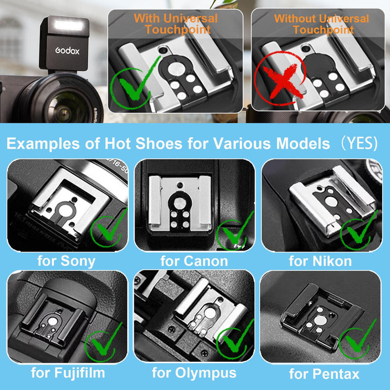 Camera Flash Godox iM22 Godox Flash - GN10/470 mAh/Type-c Charge/440 Full-Power Flashes/3s Recycle Times/5 Power Levels/Manual, Camera Flash for Sony zv1/Sony zve10/Ricoh gr3/Fujifilm f1 etc. Black
