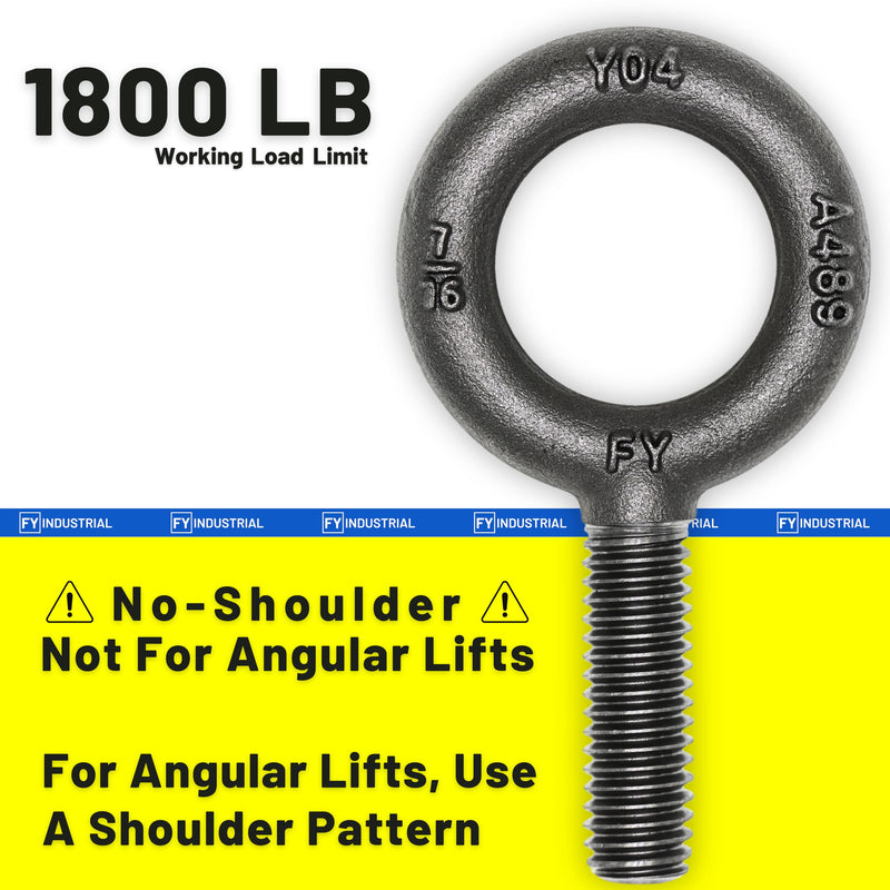 10 Pcs No-Shoulder Lifting Eye Bolts 7/16"-14 X 1-3/8"