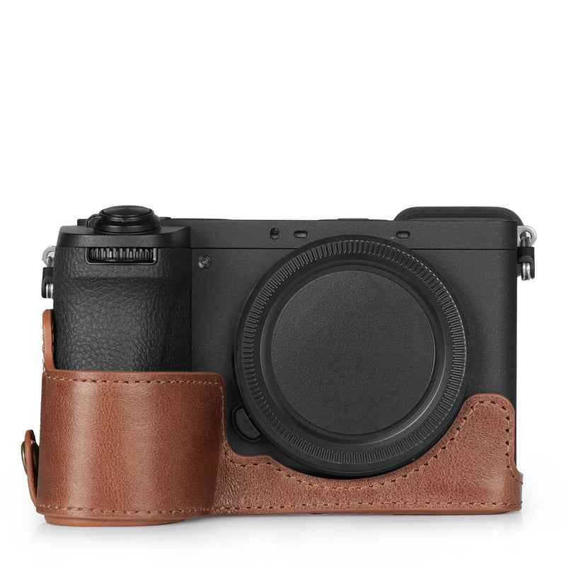 Mega Gear Genuine Leather Half Camera Case for Sony Alpha a6700 - Stylish and Protective (Brown) Brown