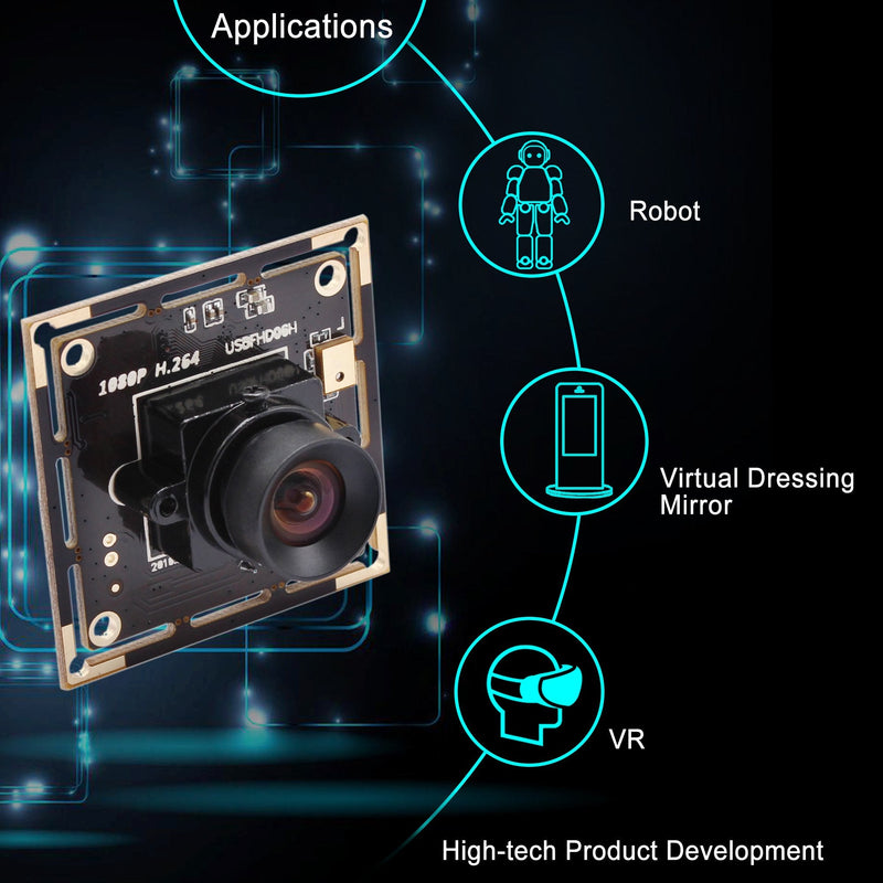 ELP Sony IMX323 Sensor Mini Low Light Wide Angle USB Camera Module with 100degree No Distortion Lens HD 1080P 0.01Lux USB2.0 Video Webcam Board UVC H.264 PC Camera for Computer, Laptop None distortion 100 degree
