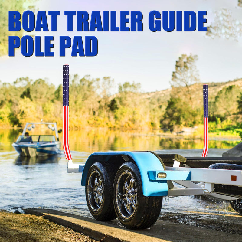 2PCS 48" USA Boat Trailer Guide Pole Cover, Heavy Duty Neoprene Canvas Boat Trailer Capped Guide Pole Pad Cover, Waterproof Marine Trailers Guidence Poles Cover for Fishing Boats Sailboat Trailers 2PCS 48"