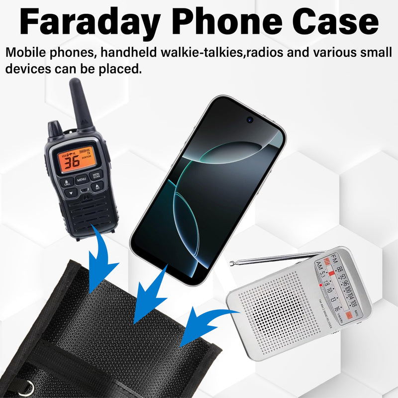 2Pcs Faraday Bags for Phones, Anti-Tracking Faraday Pouch | Faraday Phone Case with Reflective Strip, Blocks 5G, WiFi, GPS, RFID & Bluetooth