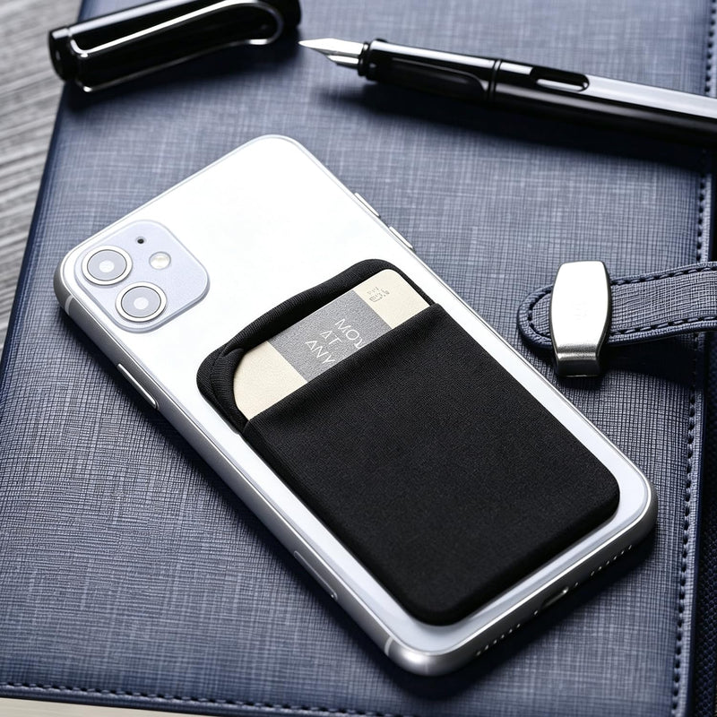 3Pack Cell Phone Card Holder Pocket Sticker Stretchy Cloth for Back of Phone with Flap Credit/ID Card Sleeve Adhesive Stick on Wallet for iPhone,Android All Smartphones (3Black) 3Black