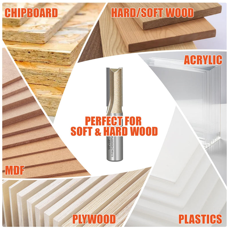 EASEWORK TOOL 1/2" Shank Straight Router Bit, Professional-Grade Carbide Tipped, 1/2" Cutting Diameter × 3" Cutting Depth for Woodworking Grooving, Dadoing & Edge Routing 1/2"(Dia.)*3"(Depth)