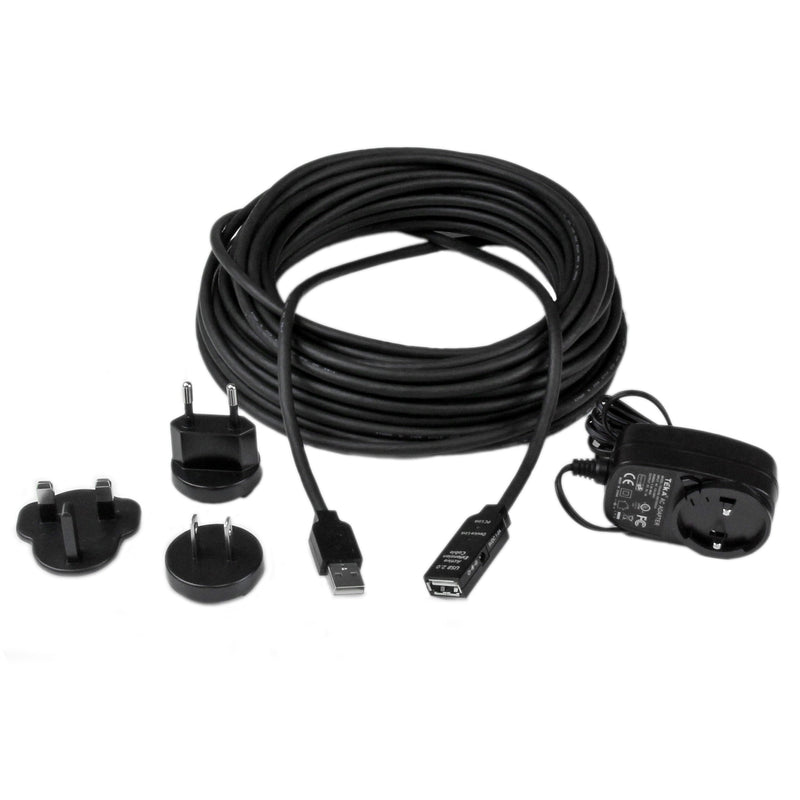 StarTech.com 10m USB 2.0 Active Extension Cable M/F - 10 meter USB 2.0 Repeater / Extender Cable USB A (M) to USB A (F) 10 m Black - 3 ft, TAA (USB2AAEXT10M) 32.8 ft