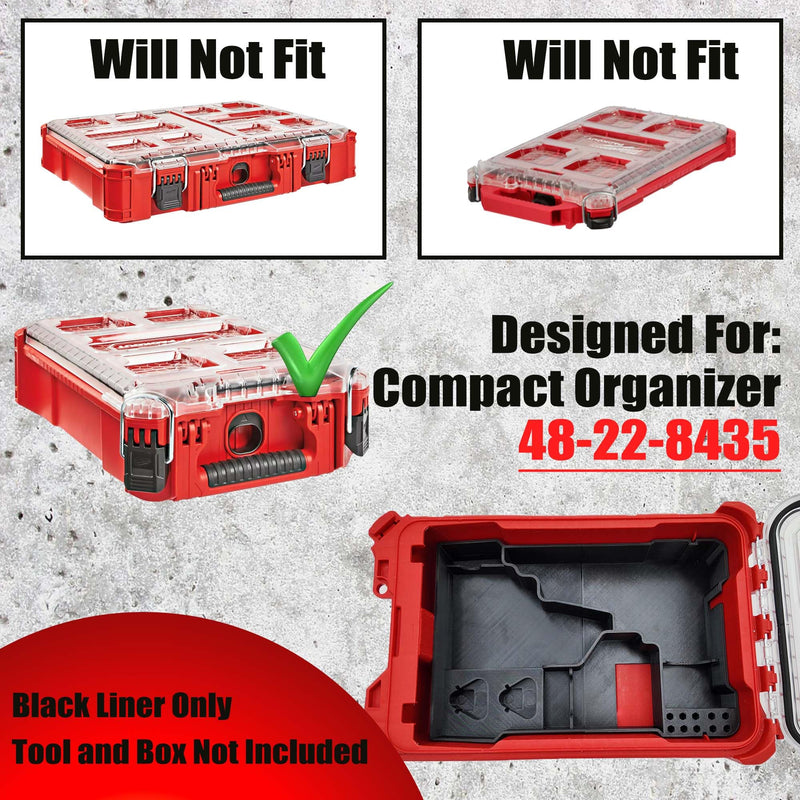 Liner for M12 Fuel Drill Driver Impact and Milwaukee Packout Compact Tool Box organizer