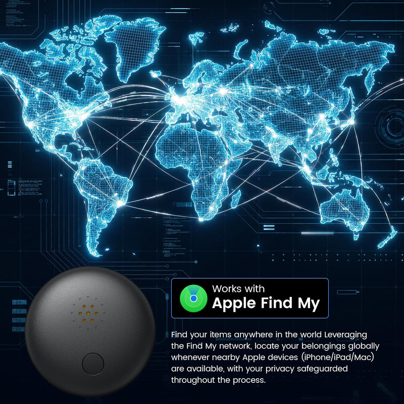 Mini GPS Tracker for Vehicles, Car Tracker Work with Find My (iOS Only) | No SIM Card Required, Hidden Magnetic-Sleeve Design for Secure Placement, Splashproof for Luggage, Bags, Keys, Vehicles Black