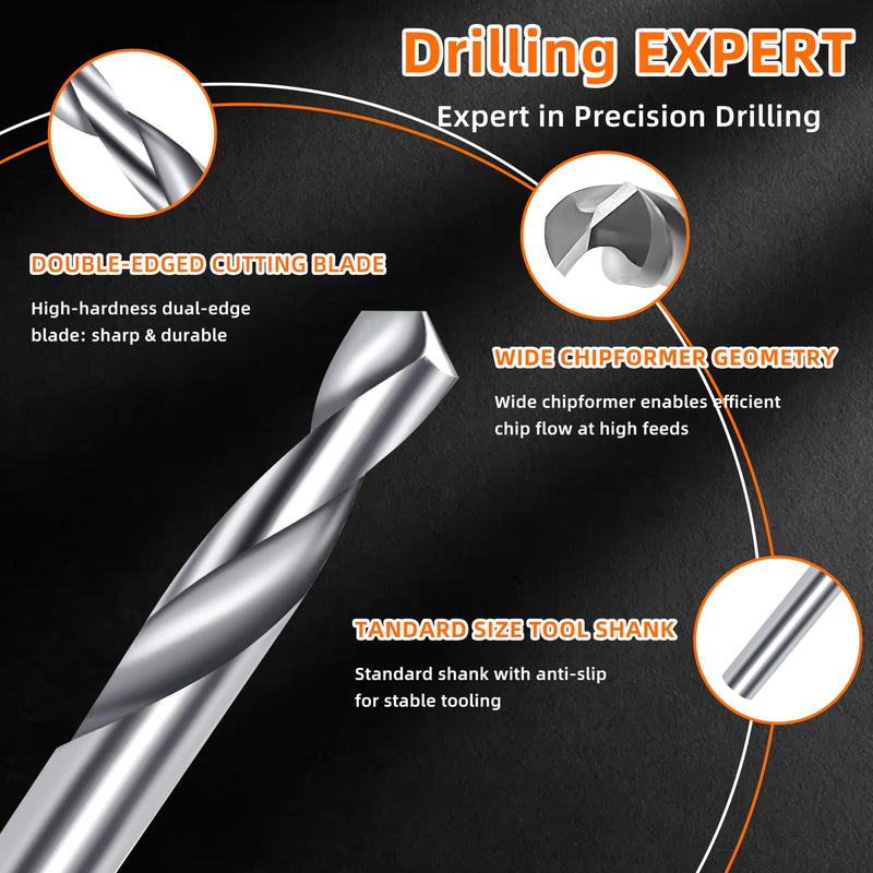1/4 Carbide Drill Bits, Solid Carbide for Hardened Steel, Tungsten Carbide Drill Bit Set for CNC Machines Ideal for Metal Copper Alloy Cast Iron Stainless(2, 1/4 in) 2