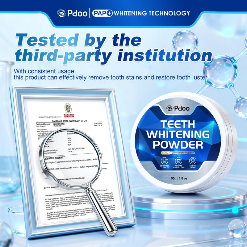 Blue Teeth Whitening Powder 50g - Brightening Tooth Powder for Instantly Whiter Smile, Natural Mint Flavor, Removes Coffee & Wine Stains, for Sensitive Teeth, Enamel Safe, Fluoride Free, Vegan Blue 1.8 Ounce (Pack of 1)