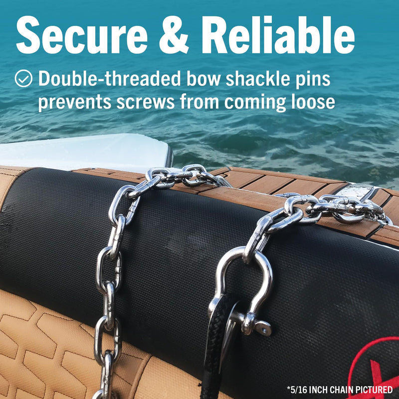 Stainless Steel Anchor Chain, Marine Grade Boat Accessories with Double Shackle Link Ends, for Boats 3/16", 1/4", or 5/16" Chain 4 or 5 Ft 4 FT x 3/16"