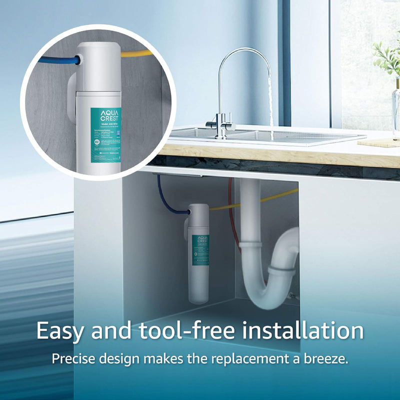 AQUA CREST FQK1R, GXULQR Under Sink Water Filter, Replacement for GE FQK1R, GXULQR, Compatible with GE GXK140TNN and GXULQK systems, NSF/ANSI 42 372, 2K Gallons, Reduces Lead, Chlorine 1