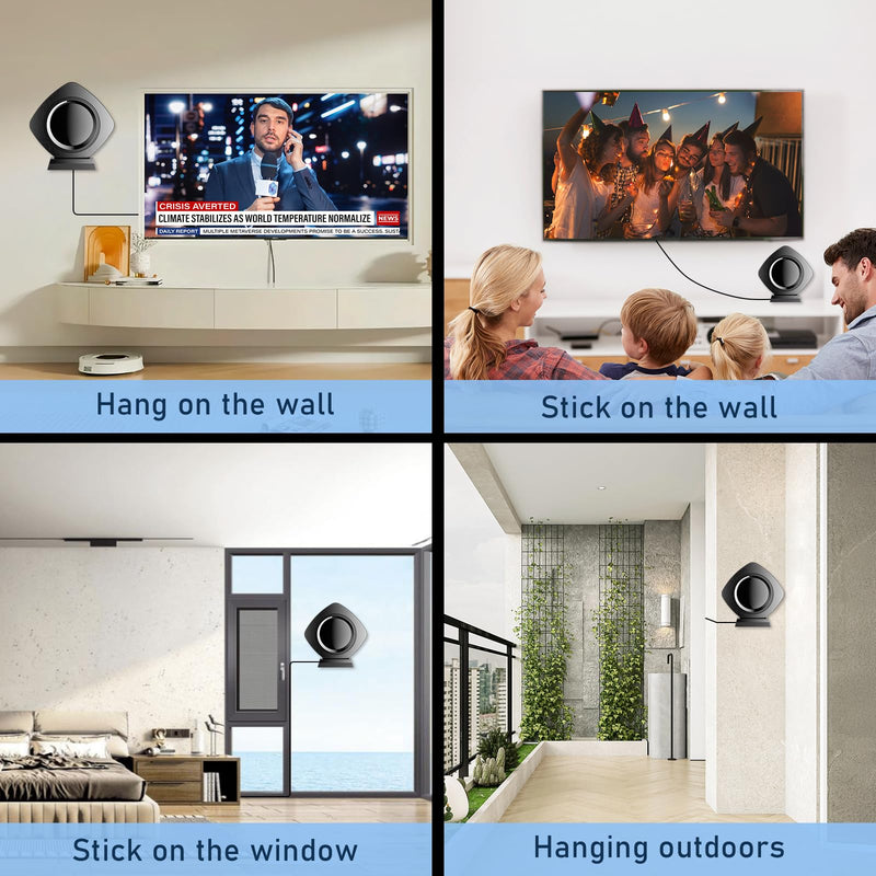 TV Antenna for Smart 5000+mi, 2026 Best Digital Antenna Indoor/Outdoor-38ft | Strongest TV Antenna, Amplified HDTV Antenna Local Channels with Amplifier Signal Booster-Support 8K 4K 1080p for Home/RV black