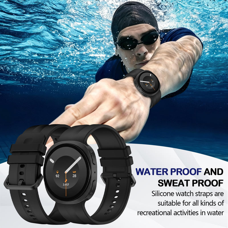 Sport Bands for Samsung Galaxy Watch 9/8 40mm/44mm/8 Classic 46mm | No Gap Soft Silicone Replacement Strap,Breathable Skin-friendly Wristband,Men Women 6 PACK:Black+Official pink+White+Light purple+Light green+Milk yellow Small