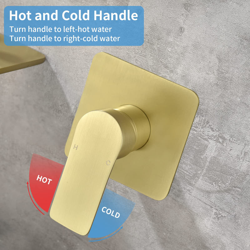 Shower Valves Wall Mount Shower Faucet Rough-In Valve Bathroom Trim Kit Single Handle Tub Shower Valve Mixer Brushed Gold