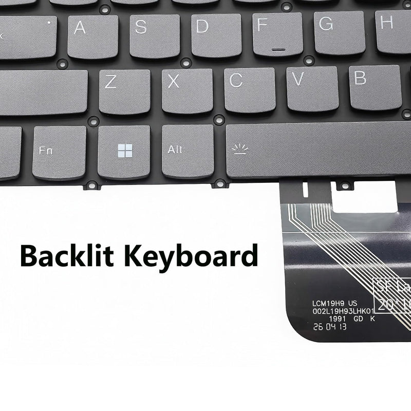 Replacement US Backlit Keyboard for Lenovo IdeaPad Flex 5 14IAU7 | for Ideapad Flex 5 14ALC7, Flex 5 14IRU8, Flex 5 14ABR8, Flex 7 14IAU7, Flex 7 14IRU8, Gray Plastic Keyboard