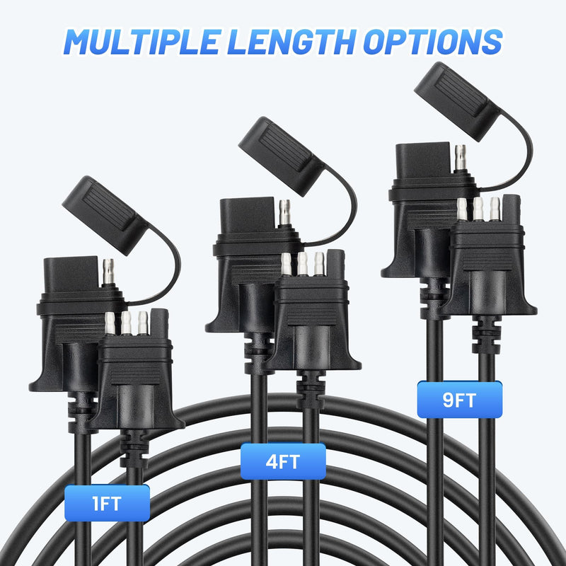 MECMO 4-Pin Flat Trailer Extension Cable 12 Inch, Heavy Duty 18AWG Copper 4 Way Wiring Connector Harness, Vehicle-Side and Trailer-Side 4 Prong Light Plug Hitch Wire Extension 1ft 1ft (12 inch)