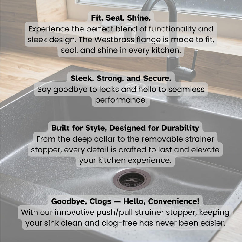 Westbrass A213-12 3-1/2" Wing Nut Twist Style Large Kitchen Sink Basket Strainer, Oil Rubbed Bronze