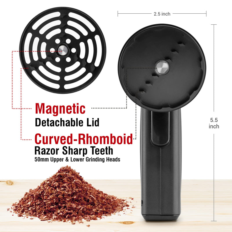 2.5" Large Electric Grinder Herb Grinder, Auto Spice Grinder with Auto Dispensing (Black) Black