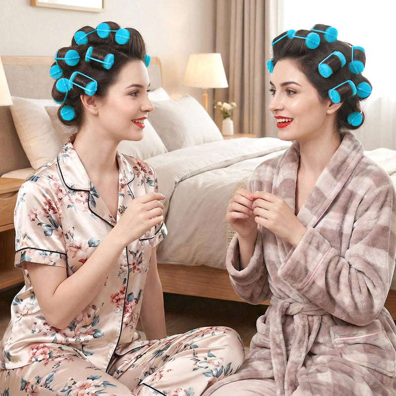  [AUSTRALIA] - 24Pcs Blue Sponge Rollers for Hair, Sponge Hair Rollers(2.36×1.18",Blue) | 6x3cm.Soft,Lightweight,No-Heat,Overnight Safe.80g Set.For All Hair Types,Curls,Bangs,Travel