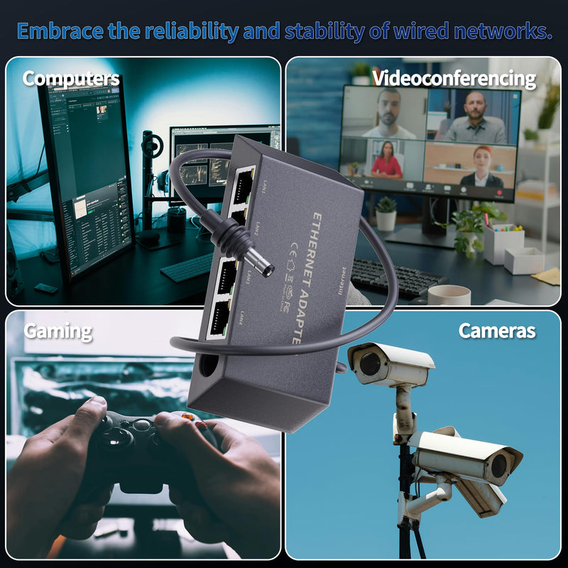 Starlink Gen 3/Mini Ethernet Adapter Multi-Ports Starlink Mini Ethernet Cable Network Adaptor 4 RJ45 Outputs Simultaneously Up to 1 Gbps 4 Ports