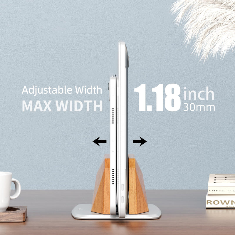 Vertical Laptop Stand - Wooden Adjustable Laptop Holder,Desktop Dock Compatible with All MacBook, Surface,Chromebook,Dell & More(Beechwood) Single Beechwood