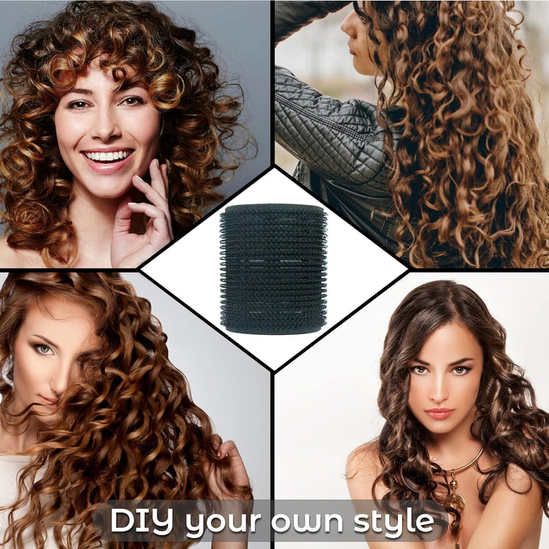 25 Pcs Hair Rollers Set – 6 Extra Large 76mm Rollers with 6 Clips, 10 Grips, Comb, Braid & Storage Bag – Big Hair Rollers & Fringe Roller for Volume, Bangs, Heatless Curls, Travel-Friendly Styling