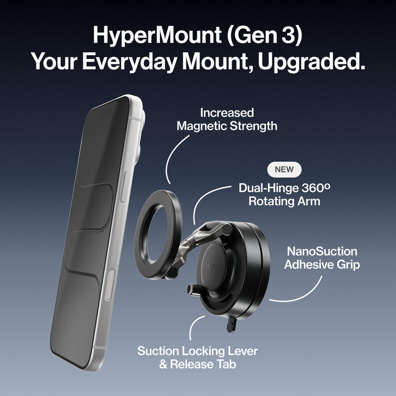 Statik HyperMount (Gen 3) Magnetic Phone Holder, for iPhone and Android | Upgraded Magnet Strength, Nano-suction Adhesive Gel, 360° Rotation, Compatible with MagSafe, Metal Rings for Android Gen 3 1 Pack
