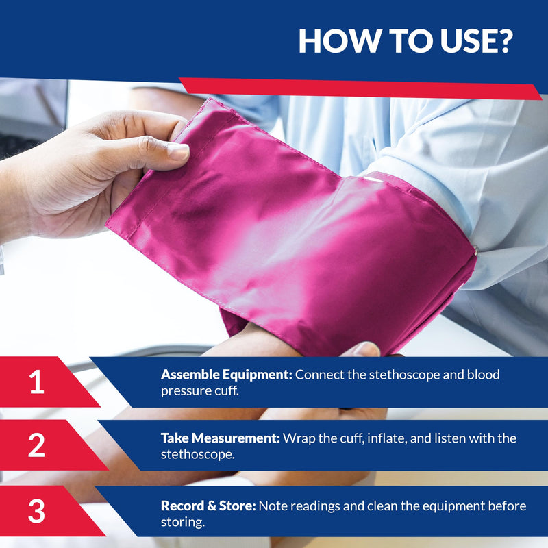 Dixie EMS Blood Pressure and Sprague Stethoscope Kit - Pink