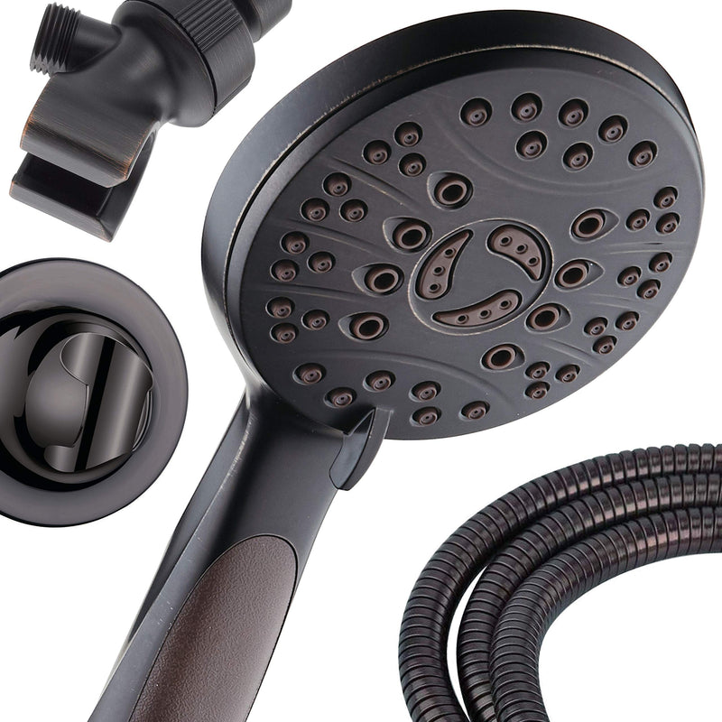 for California - High Pressure 6-setting Luxury Handheld Shower Head, 6 Ft Stainless Steel Hose, Anti Clog Jets, Anti Slip Grip, Top US Brand, Extra Wall Bracket - Brushed Nickel Finish 1.8 Gallons Per Minute Oil Rubbed Bronze