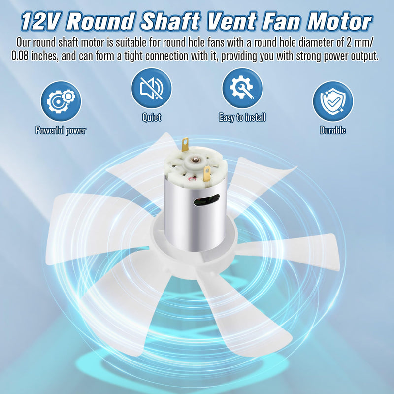 Saillong 1 Pcs 12V DC Fan Motor Compatible with Ventline BVD0218-00, RV Vent Motor Compatible with Ventline Ventadome Lids and Accessories, Round Shaft for RV Bathroom Roof Exhaust Fan Accessories