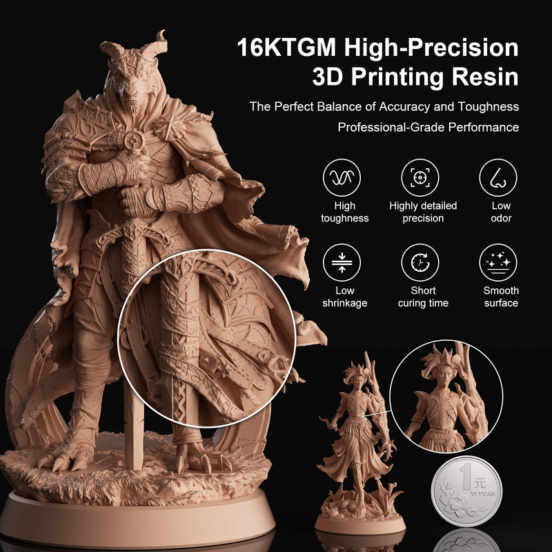NOVA3D 16K TGM 3D Printer Resin,Tabletop Gaming,High Toughness,Impact Resistance Ultra Precision,405nm LCD Rapid Photopolymer Resin for Board Game Character Model LCD 3D Printing Beige Resin 1kg 1000g