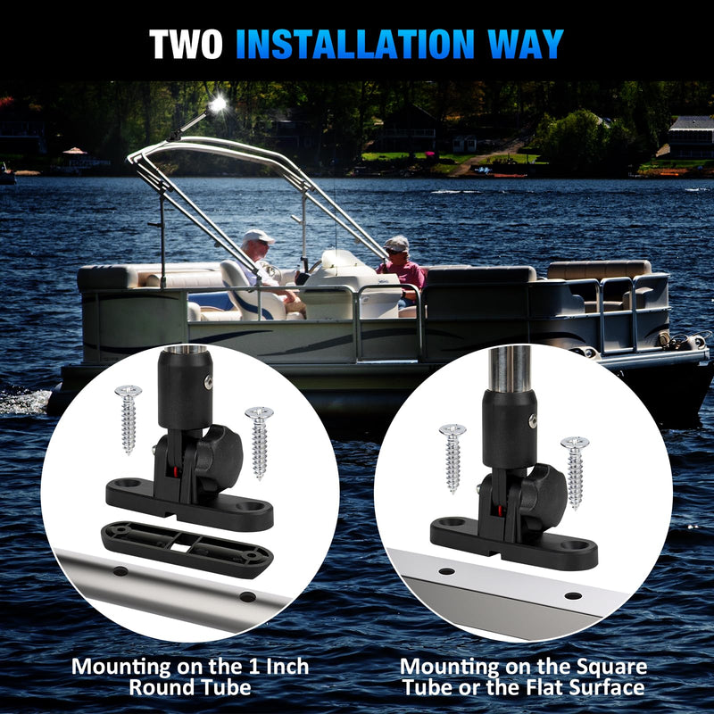 9 Inch Stern Light Bimini Top Anchor Light, LED Pontoon Navigation Lights Waterproof IP67, 3 NM Visibility White Fold Down Rear Boat Lights for Jon Boat, Small Boats, Fishing Boats (12~24V) 9 Inches