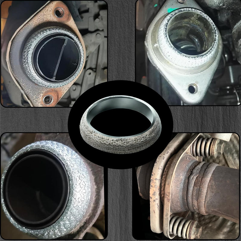 ID 2.56In/65mm Car Exhaust Manifold Gasket, 2Pcs Flange Exhaust Muffler Gasket, Automotive Graphite Muffler Connector Replacement for Most 2-1/2 inch OD Car Pipes ID 2.56inch/65mm