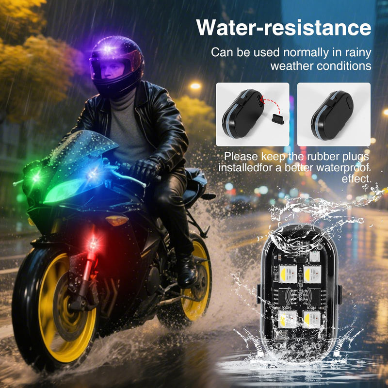 LECART Wireless LED Strobe Lights with Remote Control, 8 Colors USB Rechargeable Waterproof Anti-Collision Warning Lights for Car, Motorcycle, Bike (2 Pcs) 2P Led Strobe Light