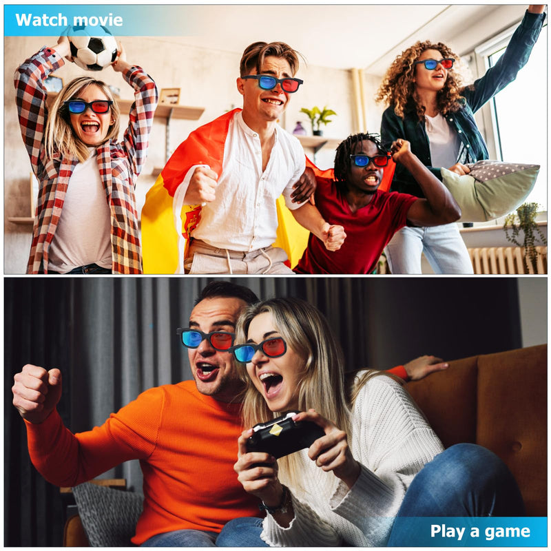 SEWACC 10 Pack Anaglyph 3D Glasses Red Cyan Lens Viewing Glasses for Movies Games and Pictures Compatible with Computer Monitors Tvs Projectors Home Theater