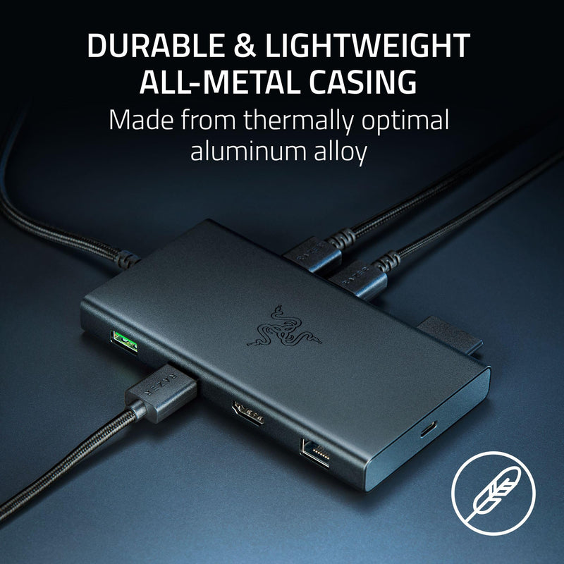 Razer USB C Dock 11-Port Travel Charging Station for Windows MacBook Laptop iPad Surface Chromebook: Type C, HDMI, Ethernet, MicroSD - 4K 60 Hz Display - 85 W Tablets + Mobile Fast Charge - Mercury