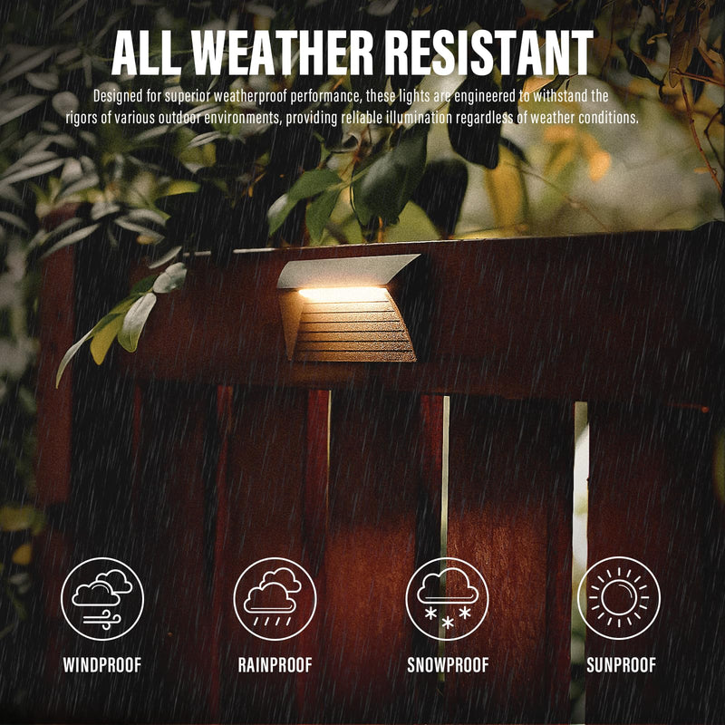 VENUS MANUFACTURING 2W Low Voltage Deck Lights LED Outdoor Stair Lights 3000K 12V Wired Step Lighting Die-cast Aluminum for Fence Yard Patio and Pathway (6Pack) 6