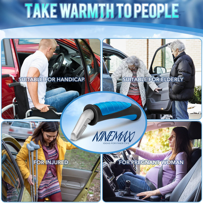 NINEMAX Car Door Handle for Elderly Car Handle Assist Support, Auto Grab Handles, Portable Car Door Cane for Seniors, Handicap (Black, Blue 1 pc) Black/Blue-1pc