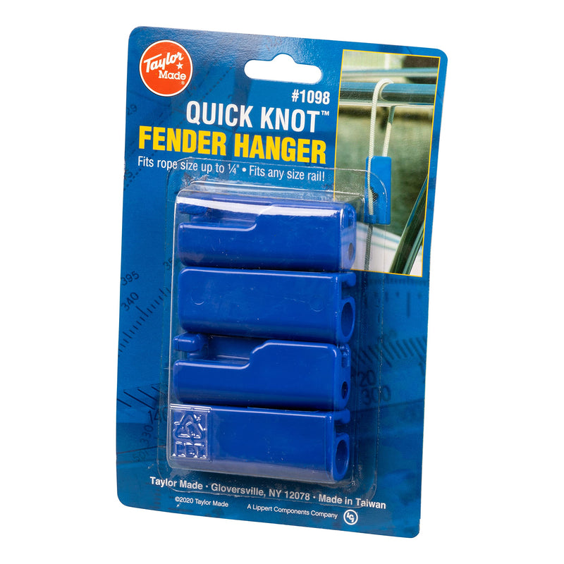 Taylor Made Quick Knot Boat Fender Hangers for 1/4" Line, Heavy-Duty Blue Molded Nylon, 2-1/8" x 1-1/8" x 3/4", 4-Pack - 1098