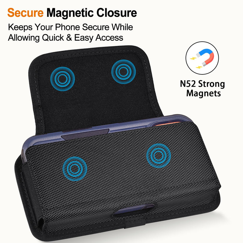 ykooe Phone Holster with Belt Clip Strong Magnetic Closure Heavy-Duty Nylon | Fits Galaxy S20-S26 Ultra with Standard Case, Secure Belt Loops, Easy Access, Outdoor Work, Everyday Protection for Samsung Ultra