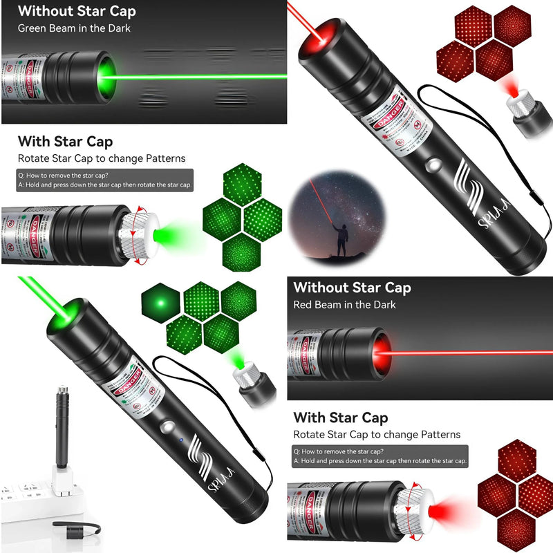 2 Pack Green and Red USB Rechargeable Presentation Pointer – Perfect for Presentations, Classroom, and Conference Use