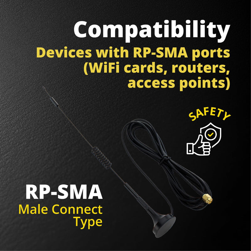 Dual Band WiFi Antenna 2.4GHz 5GHz 5.8GHz 2dBi Magnetic Antenna RP-SMA Male Antenna for WiFi Router Wireless Network 1 PACK