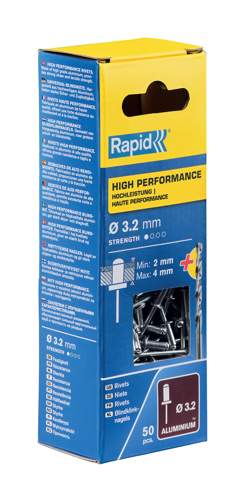 Rapid Rivets High Performance Including Drill Piece, 3.2 x 8 mm, 5000383-50 Pieces