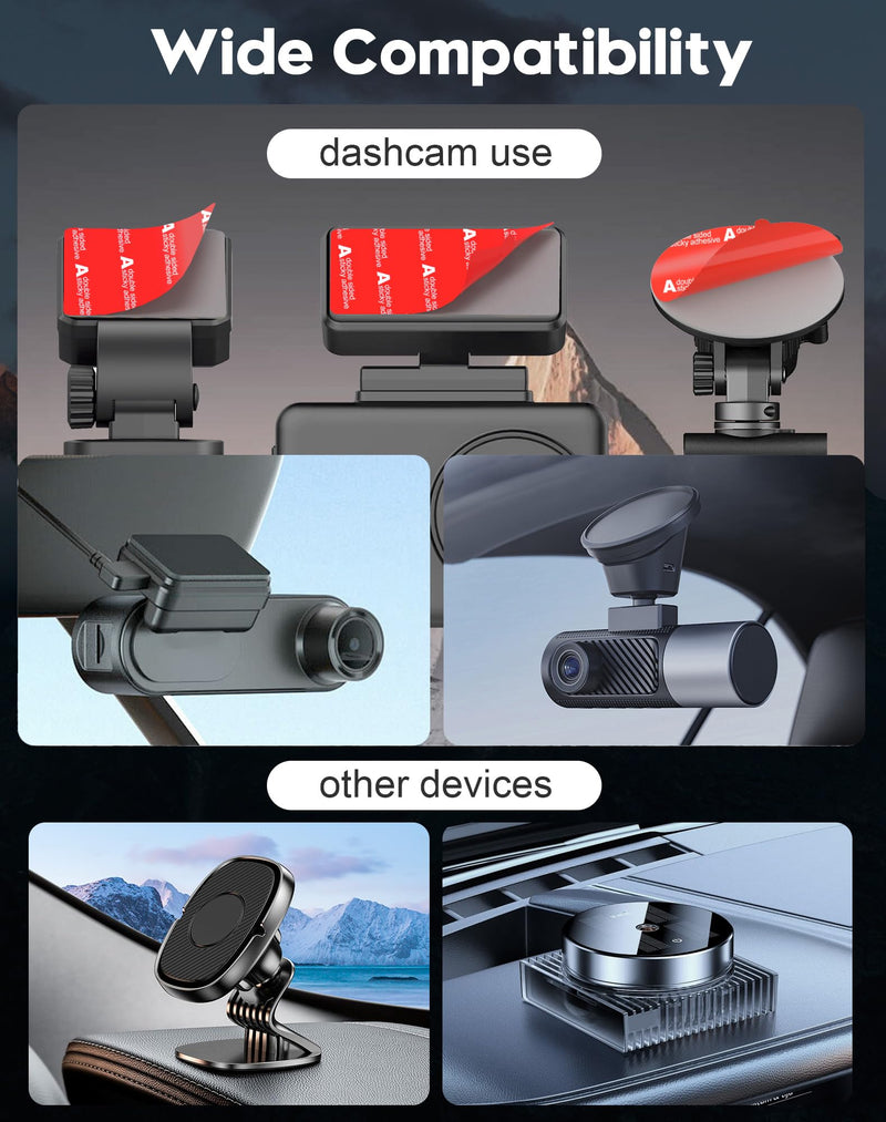Dash Cam Sticky Pads - Double Sided Heat Resistant Adhesive for Car | Dashcam Suction Mount Replacement. Glue Adhesive Sticker. For GPS, windshield, dashboard. Strong high-temp adhesive.