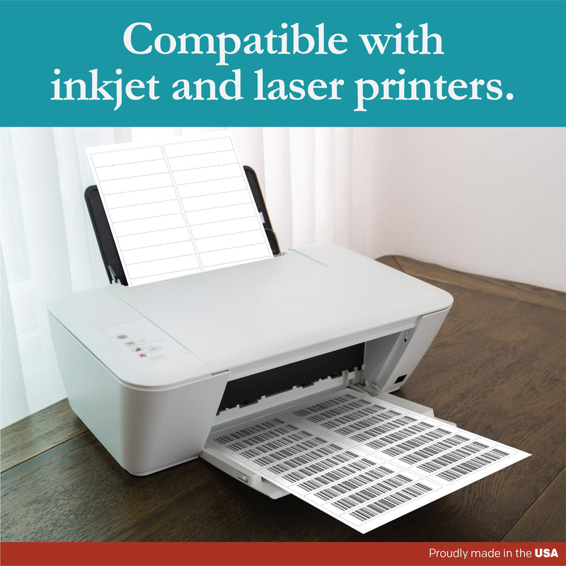 Premium Label Supply White Sticker Address Labels – 4" x 1" – Laser/Inkjet Compatible – (20 per Sheet), 25 Sheets – 500 Total Adhesive Labels 500 Labels