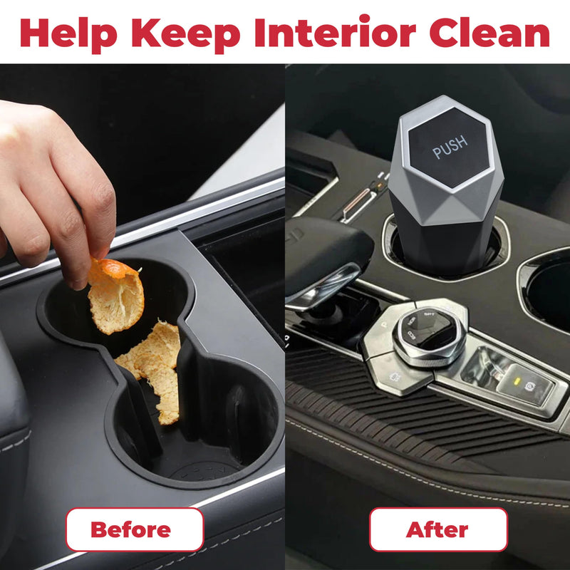 Car Trash Can, Car Trash Bin with Lid, Car Accessories for Women Interior, Car Garbage Can with Additional 2 ABS Hooks and 60pcs Trash Bags, Suitable for Home, Office, Car Organizer, Black BLACK 1PC