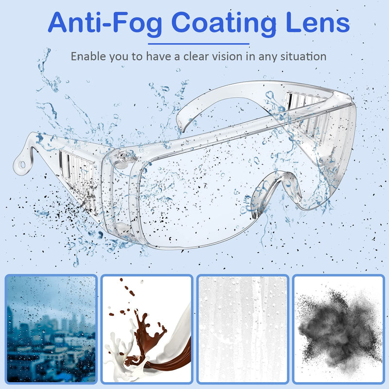 Queekay Safety Glasses over Eyeglasses Anti Dust Impact Scratch Safety Goggles for Men Women Nurses Workers Architect Lab 20